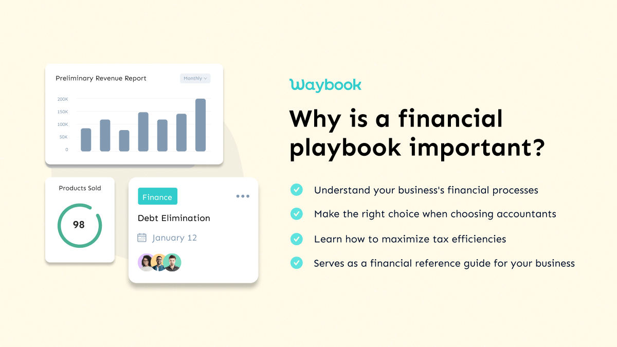 Why is the Financial Playbook important for SMEs?The importance of financial management cannot be overstated in a corporation.Let's say you own an advertising agency and landed a big client. Initially, you'd party. Then you’d go to finance and tell them proudly about the deal you just cracked. Suddenly, your finance manager starts rambling about the potential threat the deal could pose to your company's financial stability. You would take on some major debt along with some significant interest rates. It will take a long time to implement the project, so money won't come anytime soon to cover the expenses. Therefore, your happy deal is not financially lucrative. Having a financial playbook that states all of the business decisions and their financial feasibility can help the upper management to understand this aspect of the business. Here are a few benefits attributed to having a financial playbook for SMEsUnderstand your business's financial processes and identify the ones that are optimal for themMake the right choice when choosing accountantsLearn how to maximize tax efficiencies and little-known tax tipsAs a financial bible, it serves as a reference guide for your businessAnalyze automation versus outsourcing decisions